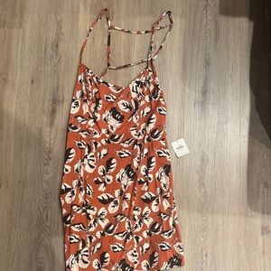 Free People Floral Mini Dress in Rust and Black
